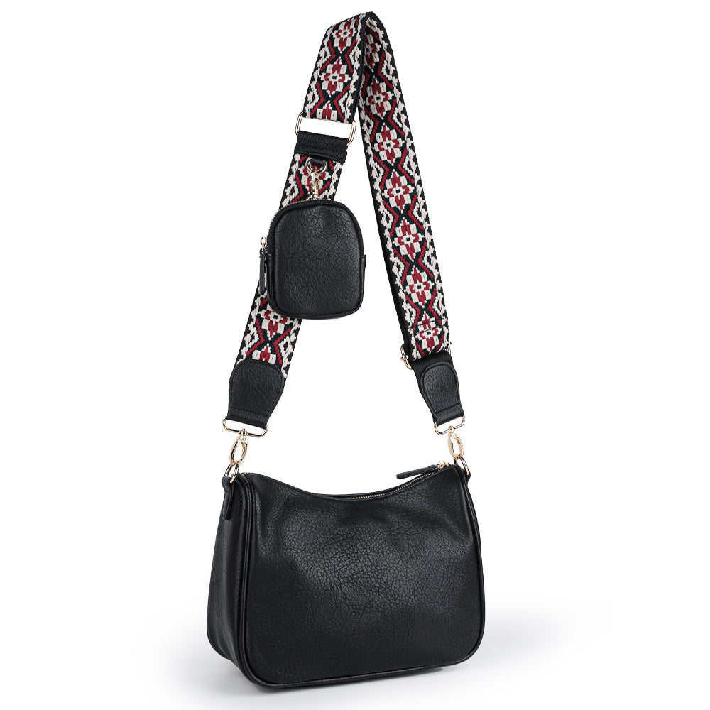 Crossbody Bags for Women With Coin Purse - Small Crossbody Bag with Adjustable Jacquard Strap