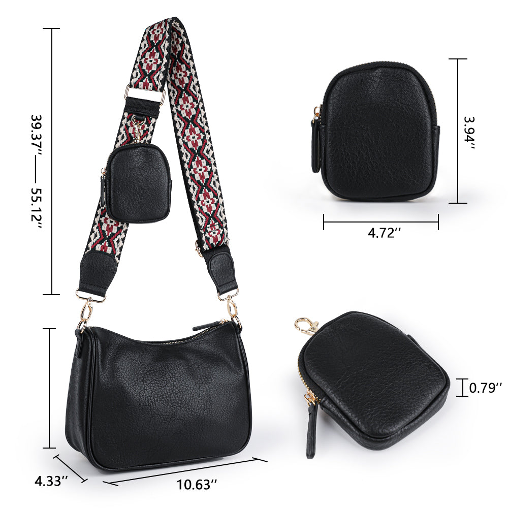 Crossbody Bags for Women With Coin Purse - Small Crossbody Bag with Adjustable Jacquard Strap