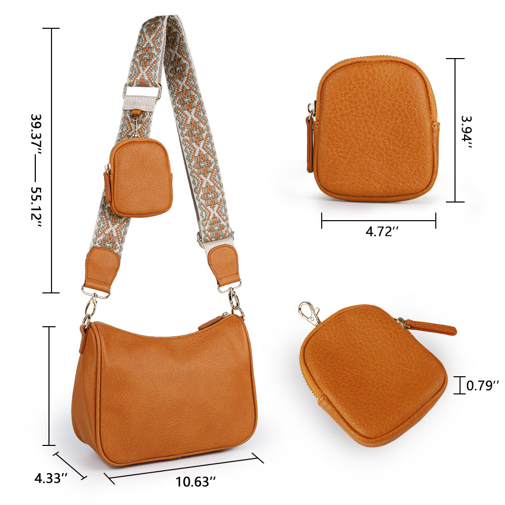 Crossbody Bags for Women With Coin Purse - Small Crossbody Bag with Adjustable Jacquard Strap