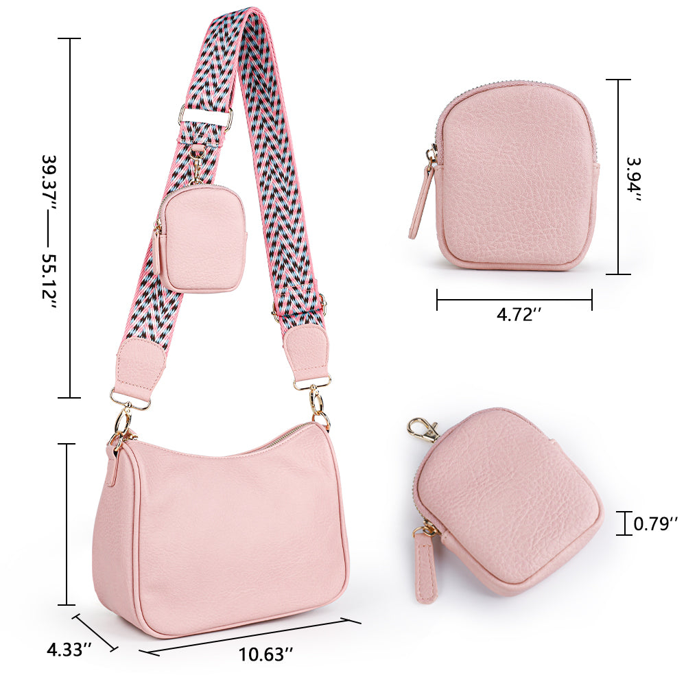 Crossbody Bags for Women With Coin Purse - Small Crossbody Bag with Adjustable Jacquard Strap