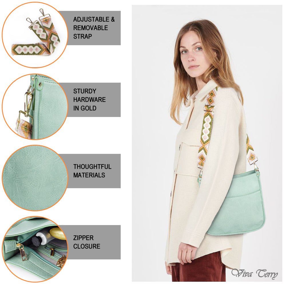 Viva Terry Vegan Leather Crossbody Fashion Shoulder Bag Purse with Adj –  Mart Starts