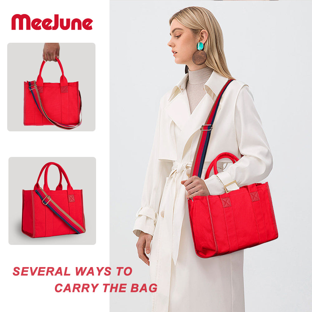 Meejune Women Canvas Tote Handbags Casual Shoulder Work Bag Crossbody (Multi)